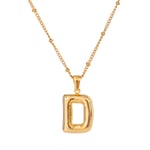 Gold color / 1 Piece Simple Casual Style Letter D Shape Stainless Steel  Gold Color Women's Pendant Necklace Picture4